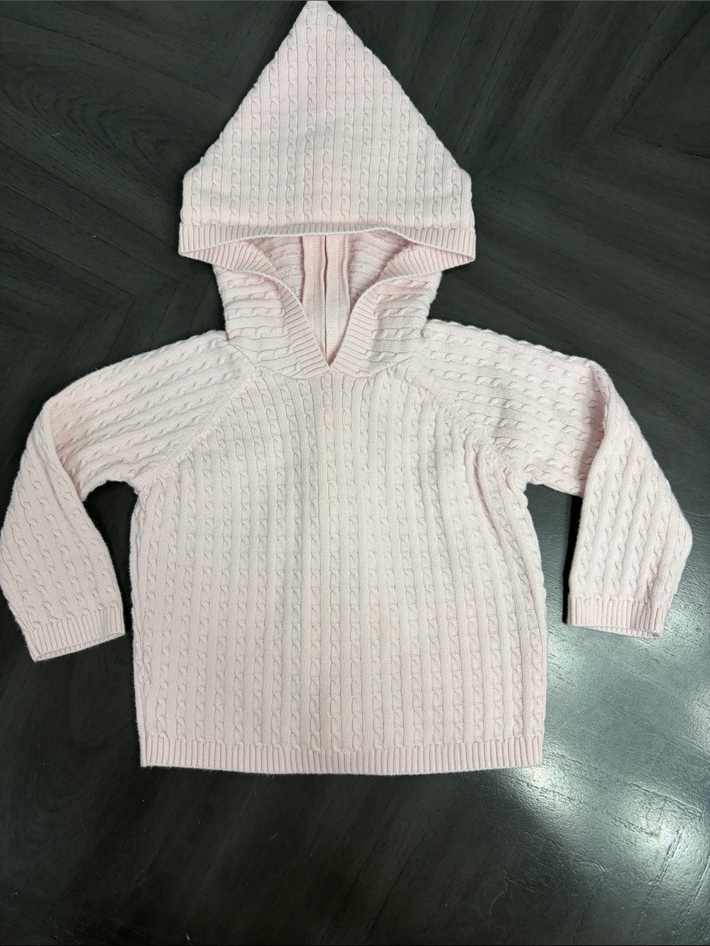 Mud Pie Baby Girl Pink 100% Cotton Cable Knit Hooded Sweater with Zipper